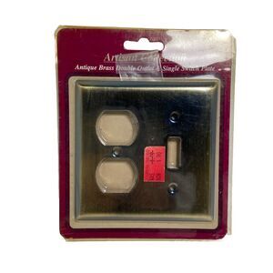Vintage Artisan Collection Metal Double Outlet and Switch Plate Antique New Pkg